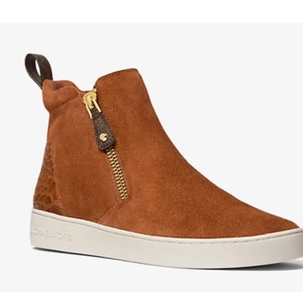 Michael Kors Tan Suede High-Top Sneakers